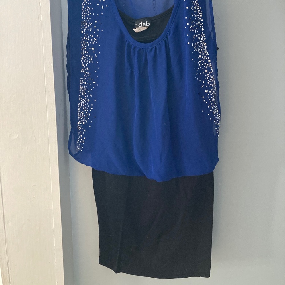 Blue/Black Sleeveless Dress